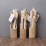 Elegant Bamboo Mwiko Set With Holder- Meal Prep Set