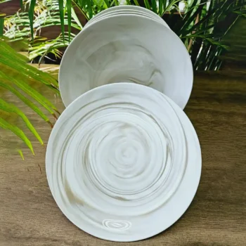 Elegant Marble Design 6-Piece Ceramic Plate Set