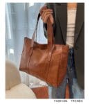 PU Leather Tote Bag- Large Capacity Long Lasting Elegant Zipped Tote Bag