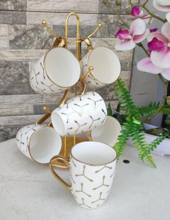Magnificent 6pc Classy Mugs with Gold Decor