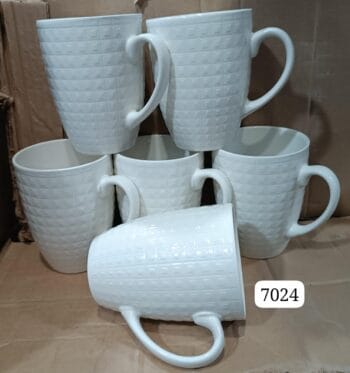 Classic White Ceramic Mugs Set of 6