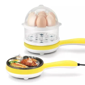 Electric 2-in-1 Magic Pot – 2-Layer | 14-Egg Boiler and Grill Plate