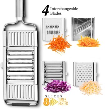 New Generation Stainless Steel Multiple Grater – 4 Interchangeable Blades