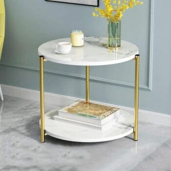 Round Double-Decked Side Coffee Table-Marble Coffee Table